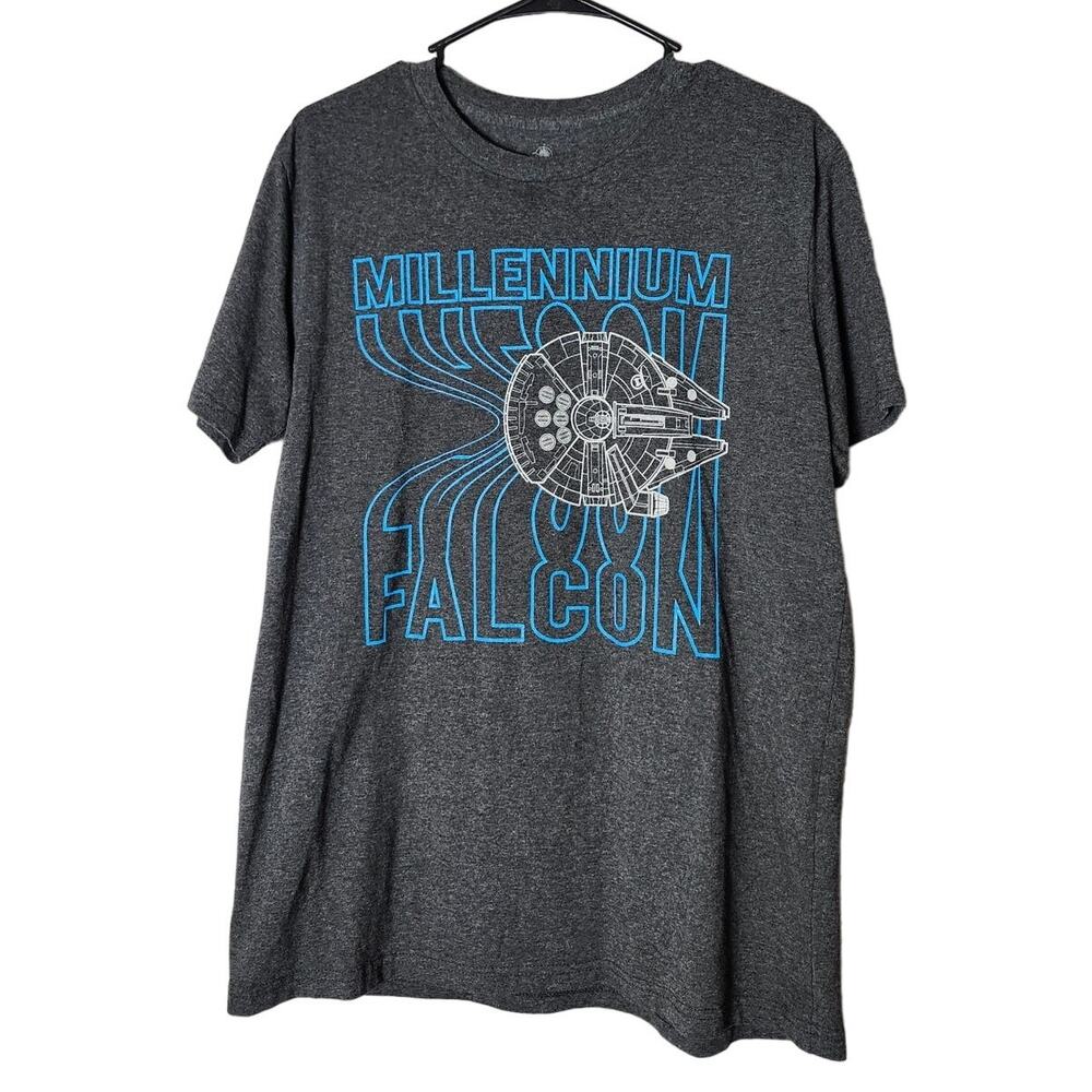Disney Millennium Falcon Adult T-Shirt Size M Gray Star Wars Graphic Tee
